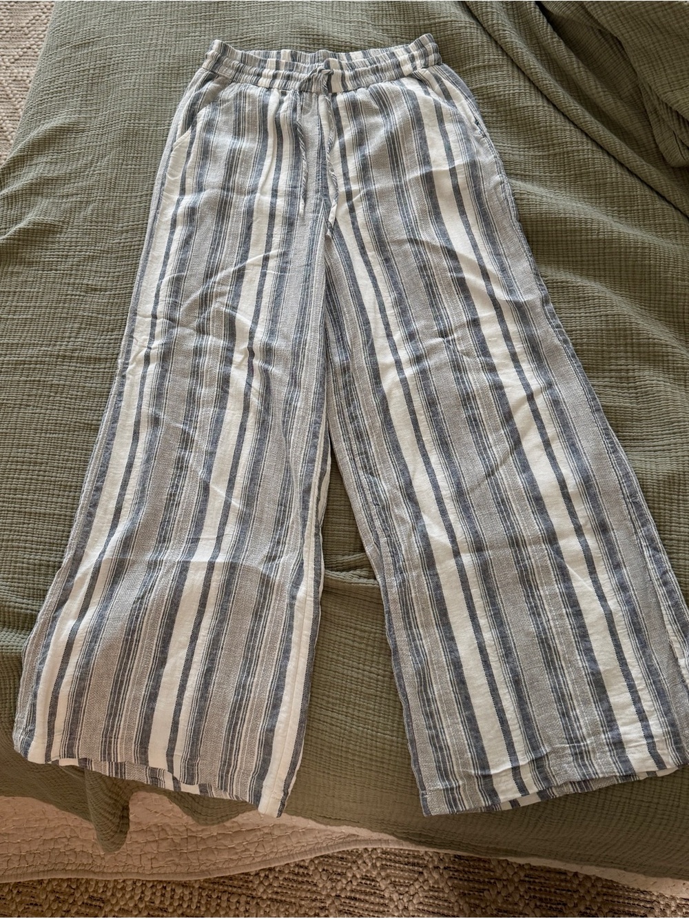 Splendid Linen Blend Striped Wide Leg Pants M